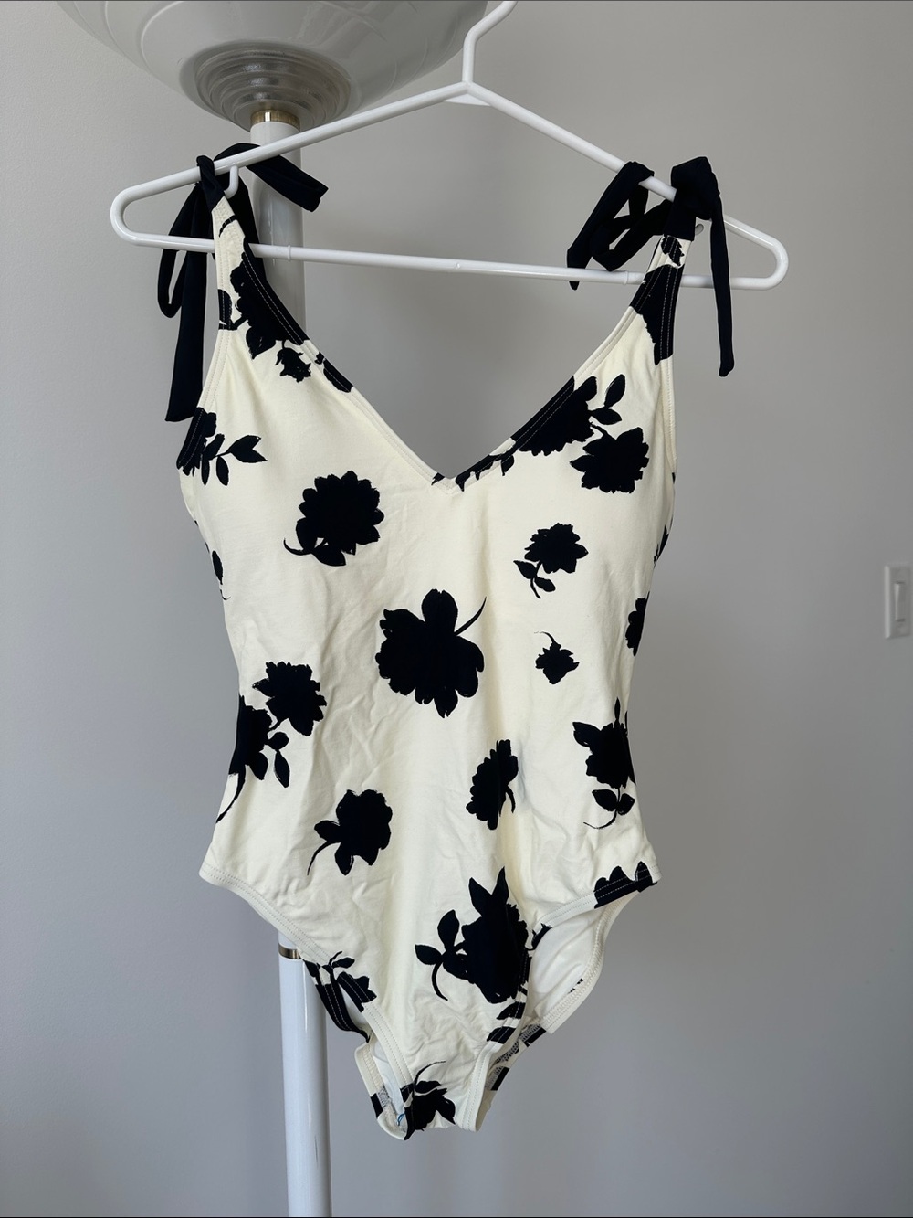 Kate Spade Black & Cream Floral Tie-Shoulder One-Piece Swimsuit - Picture 3 of 7